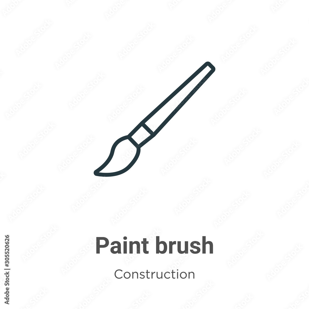 Paint brush outline vector icon. Thin line black paint brush icon, flat  vector simple element illustration from editable construction concept  isolated on white background Stock Vector | Adobe Stock