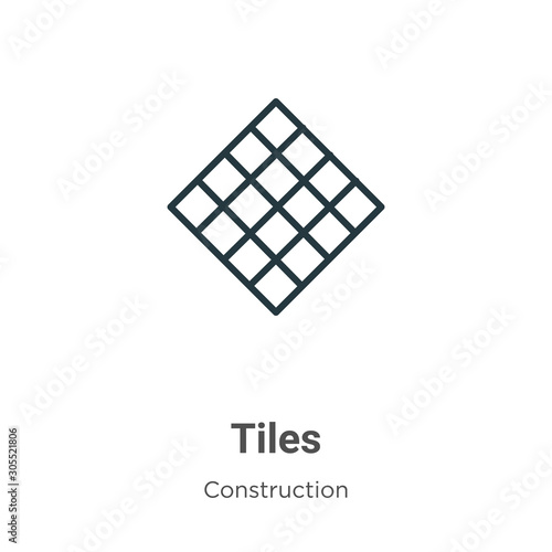 Tiles outline vector icon. Thin line black tiles icon, flat vector simple element illustration from editable construction concept isolated on white background