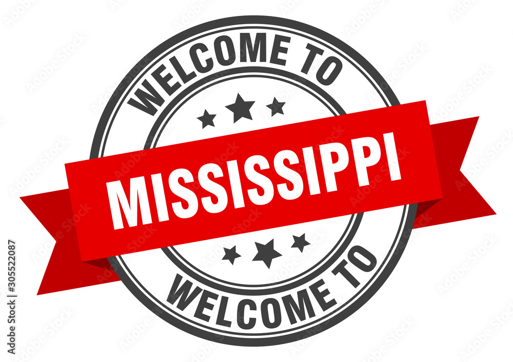 Obraz premium Mississippi stamp. welcome to Mississippi red sign