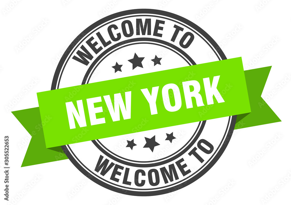 Obraz premium New York stamp. welcome to New York green sign