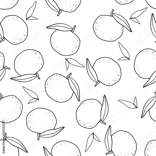 Fresh tangerin seamless pattern texture for decoration, ornament and wrapping paper. Vector illustration.