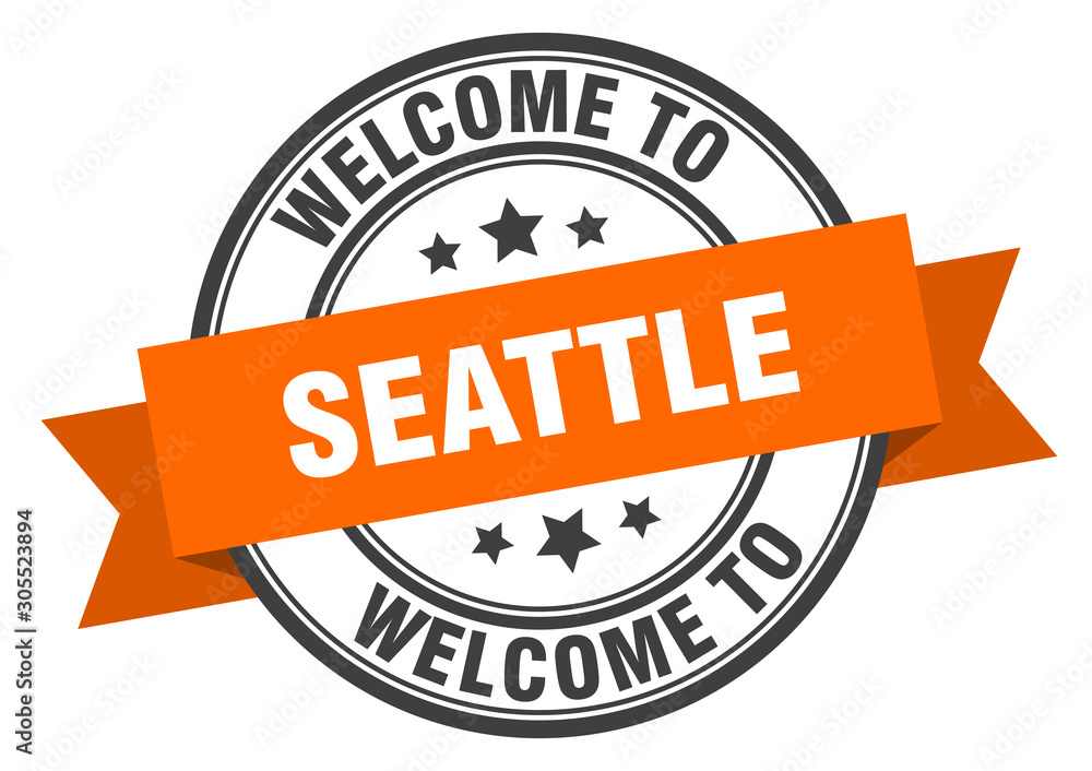 Fototapeta premium Seattle stamp. welcome to Seattle orange sign