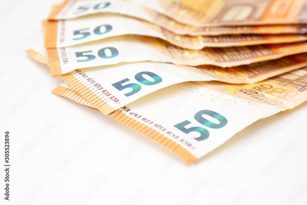 Group of 50 Euro Bills Group of 50 Euro Bills