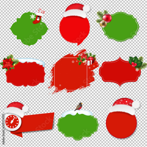 Christmas Sale Labels Set Isolated Transparent Background