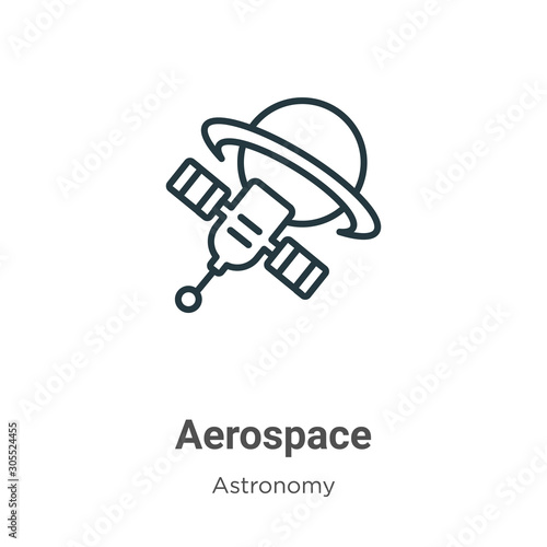 Aerospace outline vector icon. Thin line black aerospace icon, flat vector simple element illustration from editable astronomy concept isolated on white background
