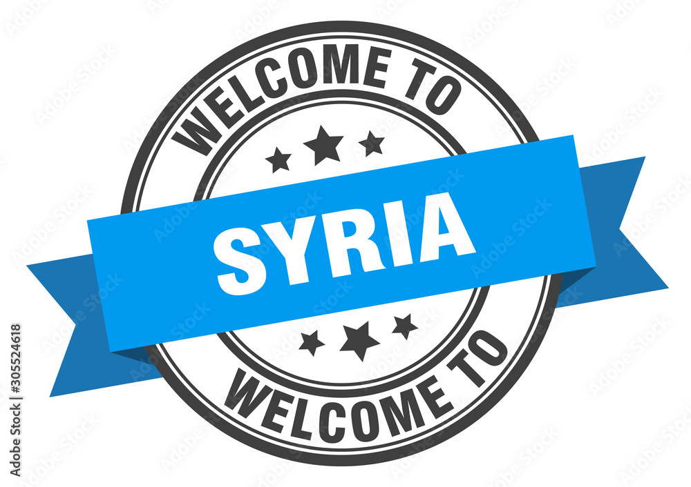 Obraz premium Syria stamp. welcome to Syria blue sign