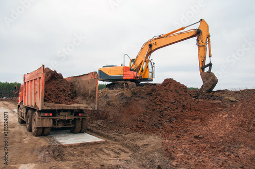 Special machinery Large construction excavator at construction work.