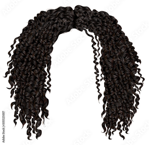 trendy curly disheveled african black  hair  . realistic  3d . fashion beauty style .unisex women  men.afro