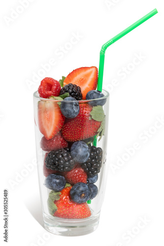 A glass with a berries. Fresh, healthy.