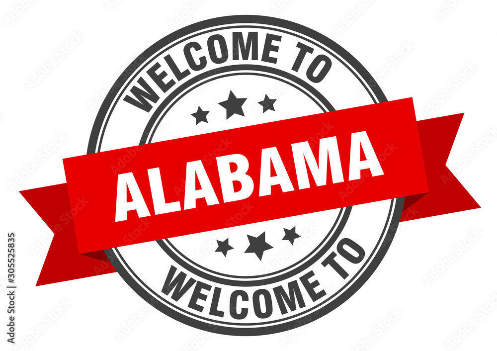 Fototapeta premium Alabama stamp. welcome to Alabama red sign