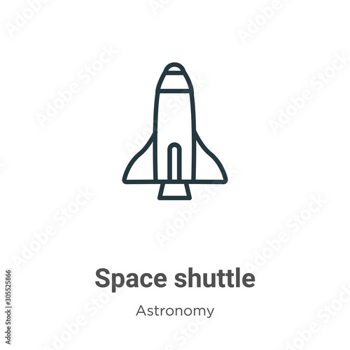 Space shuttle outline vector icon. Thin line black space shuttle icon, flat vector simple element illustration from editable astronomy concept isolated on white background