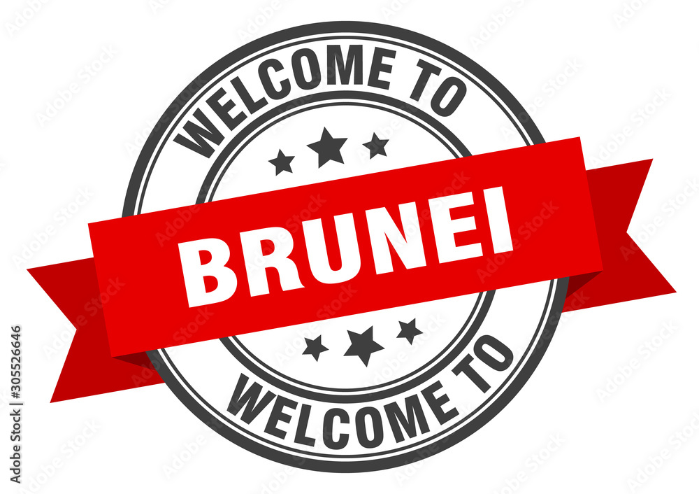 Fototapeta premium Brunei stamp. welcome to Brunei red sign