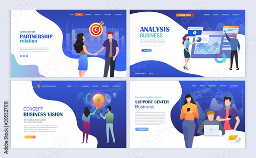  Business vision, finance and marketing landing pages template