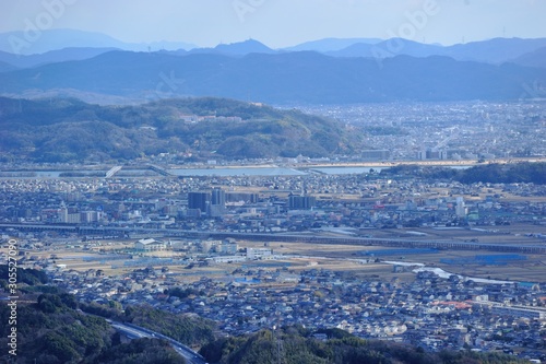 新春に山の頂きから撮影した倉敷市内の景色