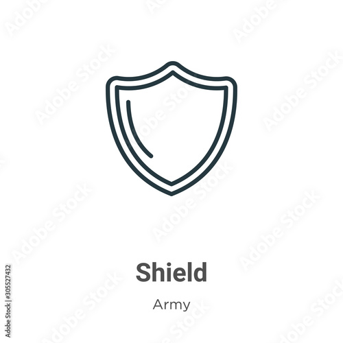 Free Download Shield outline vector icon. Thin line black shield icon, flat vector simple element illustration from editable army concept isolated on white background - GFXLoad