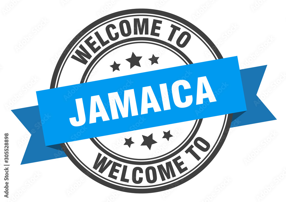 Fototapeta premium Jamaica stamp. welcome to Jamaica blue sign