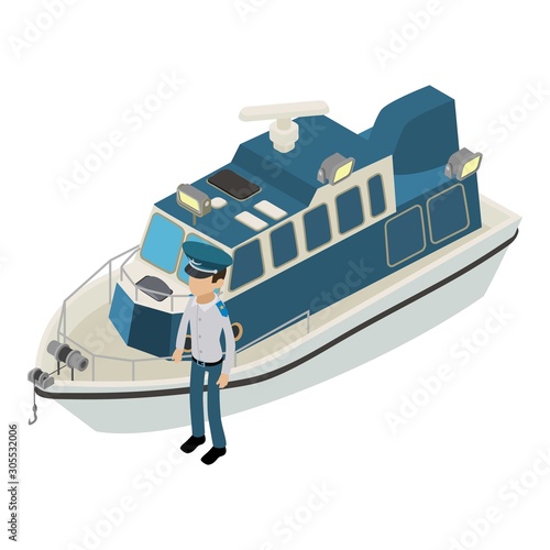 Warship icon. Isometric illustration of warship vector icon for web