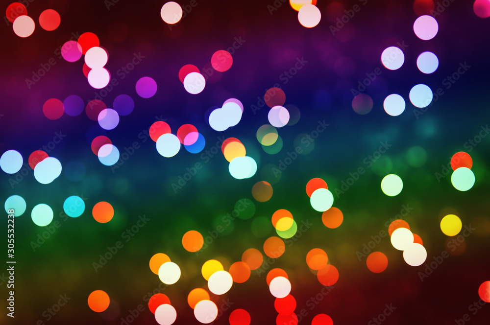 colorful glitter vintage lights background. defocused