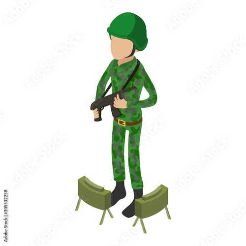 Border guard icon. Isometric illustration of border guard vector icon for web