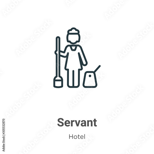 Servant outline vector icon. Thin line black servant icon, flat vector simple element illustration from editable hotel concept isolated on white background