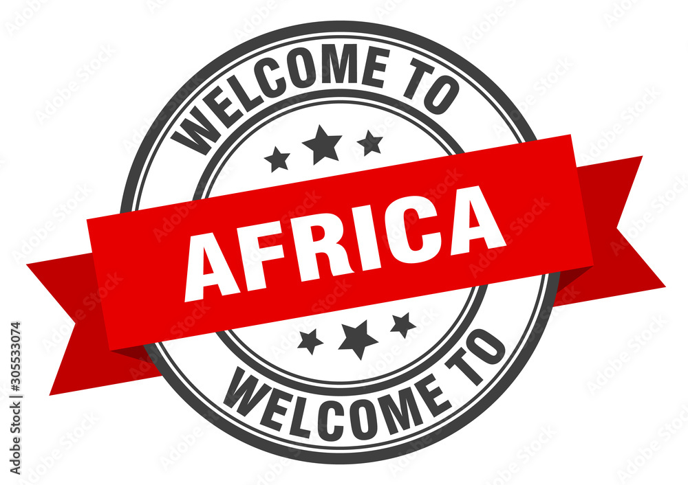 Fototapeta premium Africa stamp. welcome to Africa red sign
