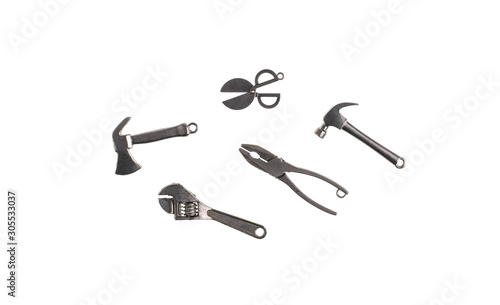 steel tool kit isolated on white background
