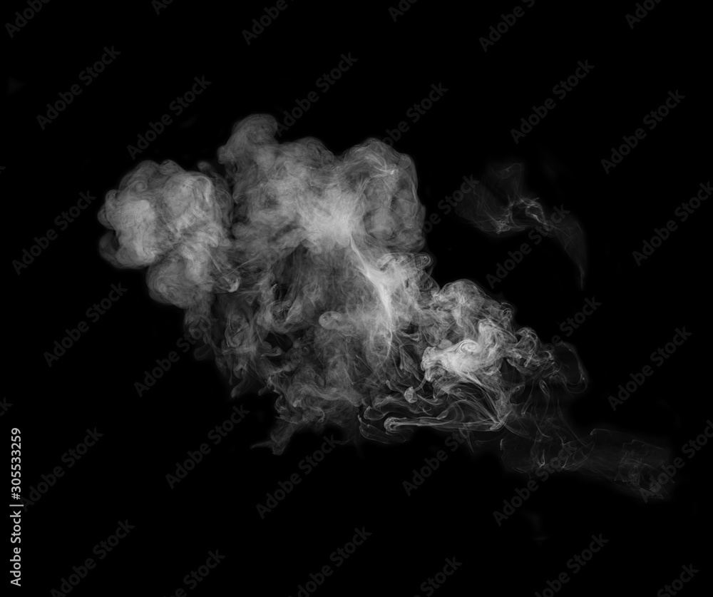 Photo of white smoke isolated on a black background Photo of white smoke isolated on a black background
