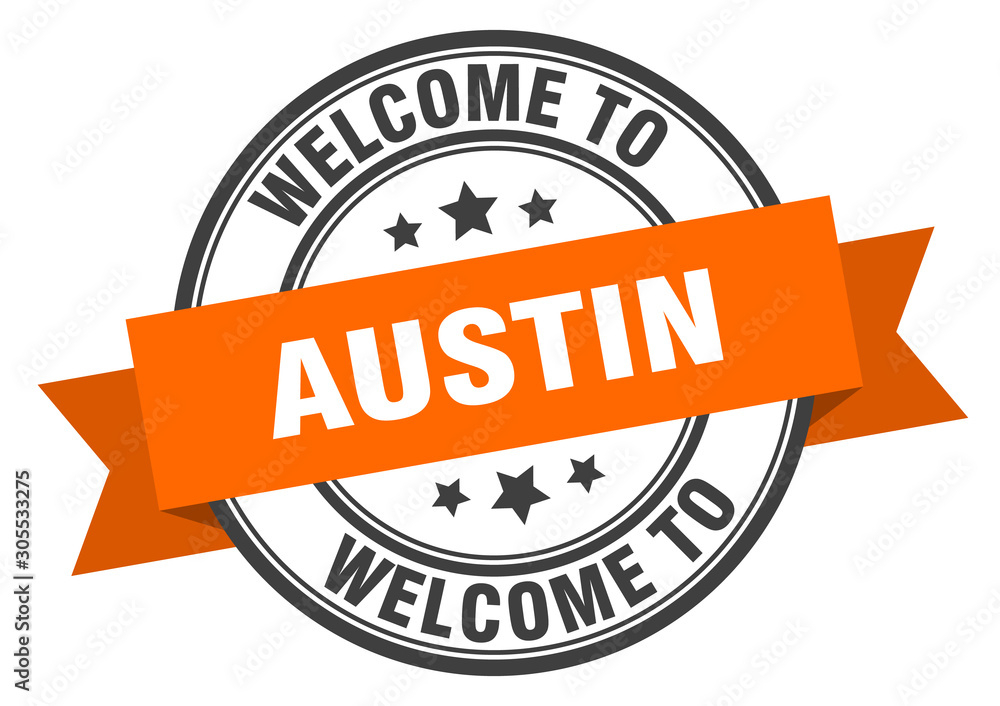 Fototapeta premium Austin stamp. welcome to Austin orange sign