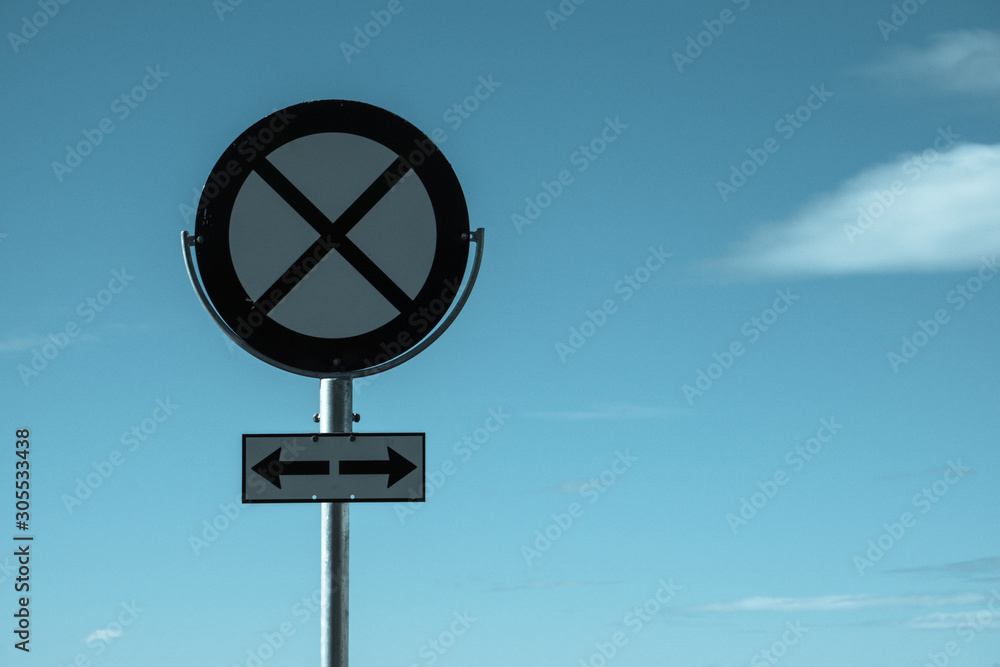 sign on background of blue sky