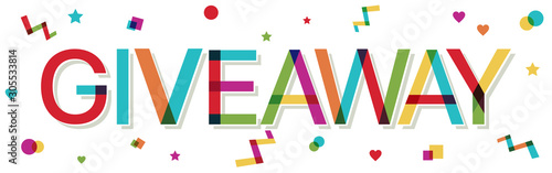 "Giveaway" word with colorful confetti