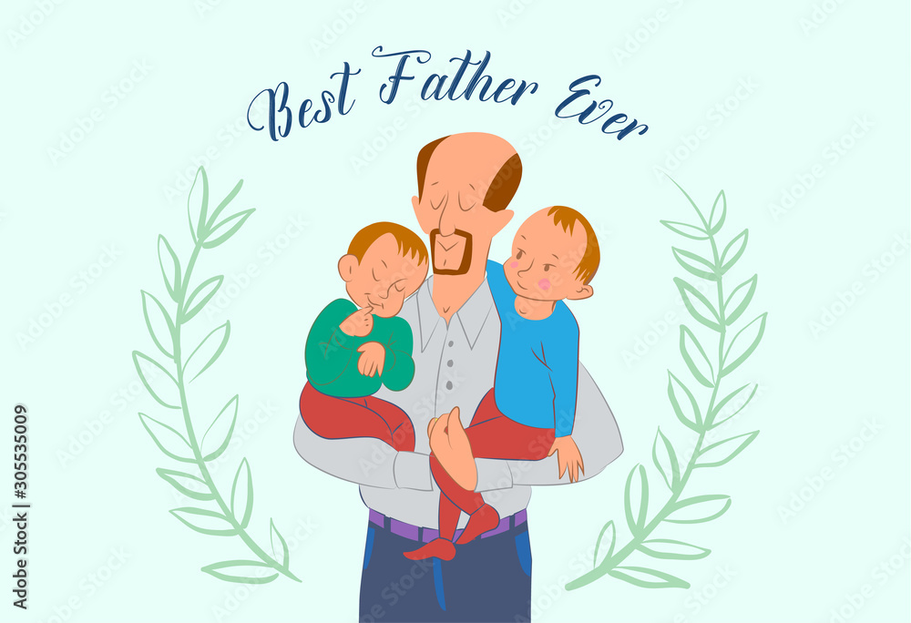 Poster for Int. Fathers day. Cartoon style funny characters. Vector illustration. Poster for Int. Fathers day. Cartoon style funny characters. Vector illustration.