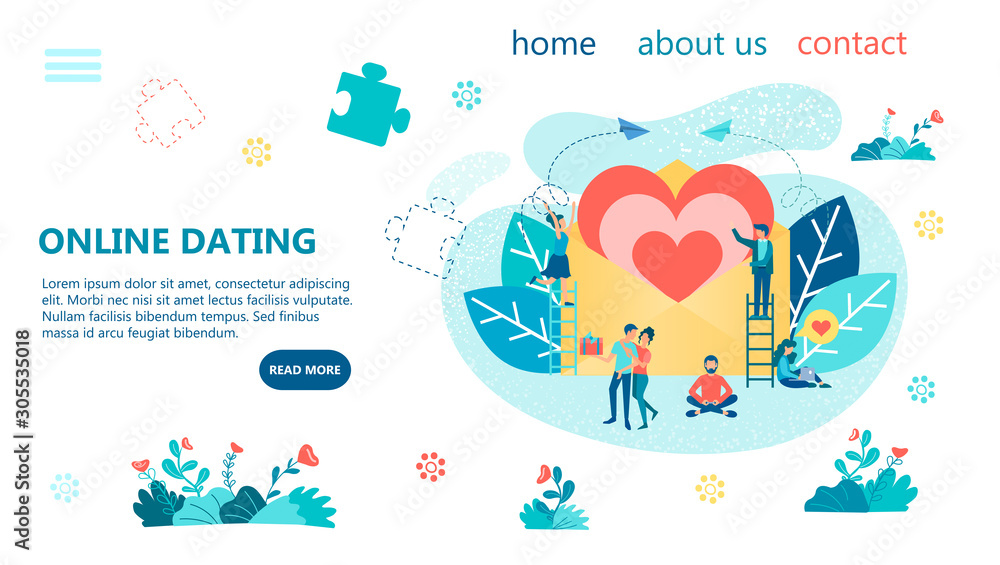 Online Dating Concept Banner Vector Illustration
