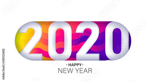 2020 New Year insta style banner template. Brochure design template, card, banner 2020. Happy holidays congratulations poster design. Minimalist Xmas postcard layout. Vector illustration.
