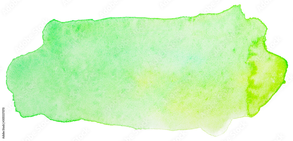 watercolor stain green with a yellow tint with watercolor texture on paper. on a white background isolated background element for design. watercolor stain green with a yellow tint with watercolor texture on paper. on a white background isolated background element for design.