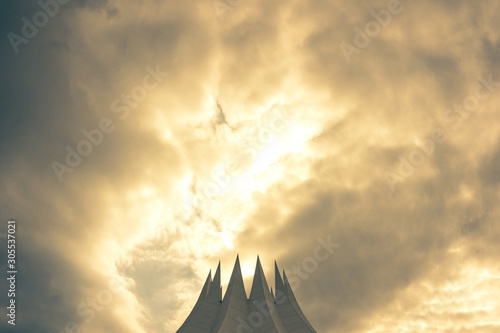 Pointy roof of the Tempodrom. Berlin unusual architecture. photo