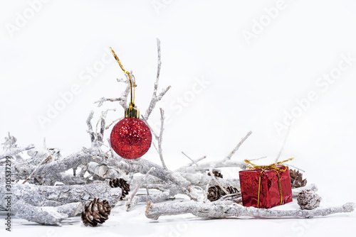 Christmas decoration on white background. Small decorative elements. photo