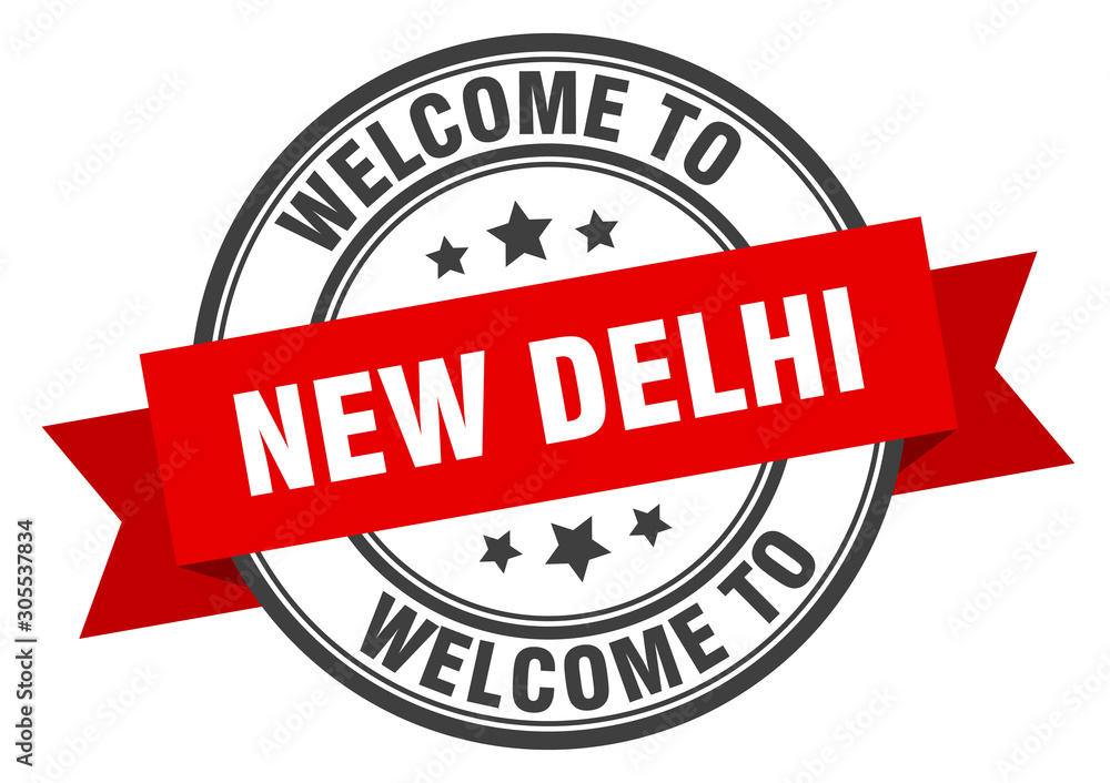 Fototapeta premium New Delhi stamp. welcome to New Delhi red sign