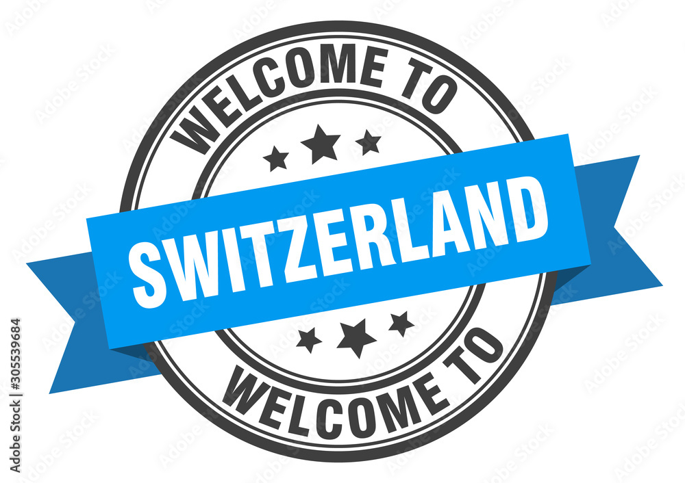 Fototapeta premium Switzerland stamp. welcome to Switzerland blue sign