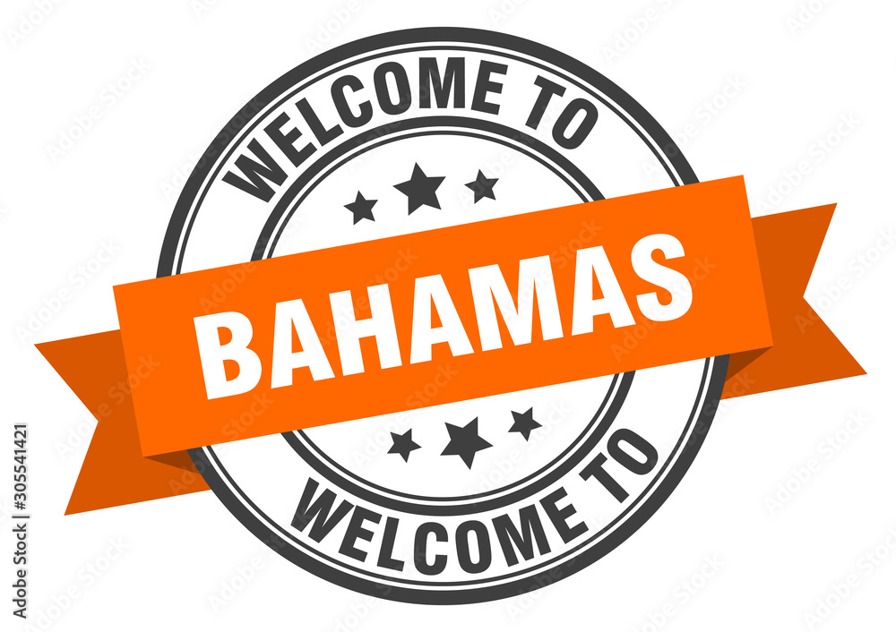 Obraz premium Bahamas stamp. welcome to Bahamas orange sign