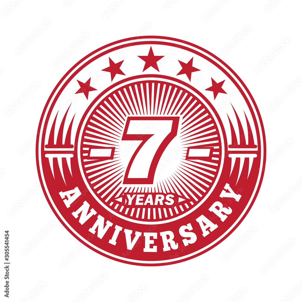 7 years logo. Seven years anniversary celebration logo design. Vector and illustration.