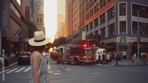 Young woman by the road in New York