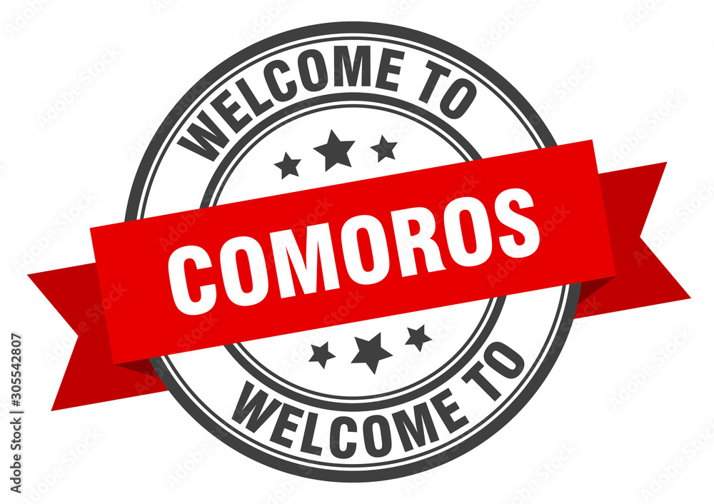 Fototapeta premium Comoros stamp. welcome to Comoros red sign