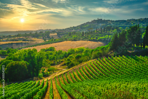 Casale Marittimo village  vineyards and landscape in Maremma. Tuscany  Italy.