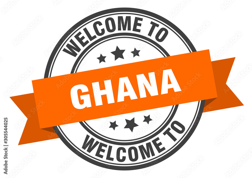 Fototapeta premium Ghana stamp. welcome to Ghana orange sign