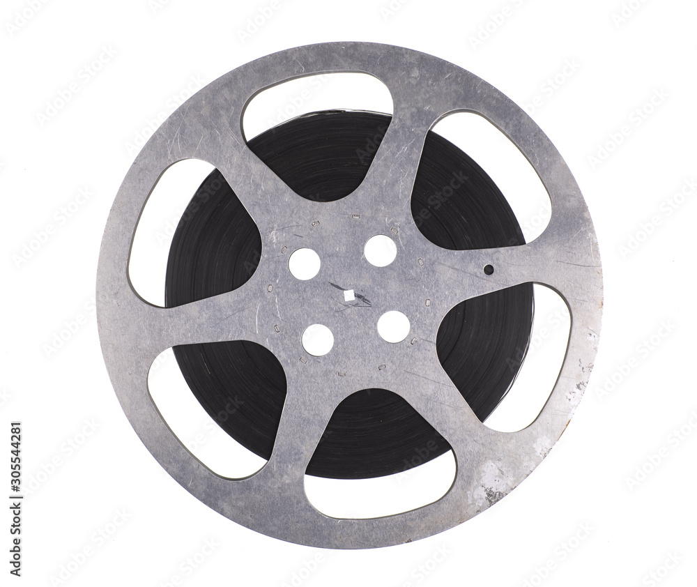 old film reel isolated on white background