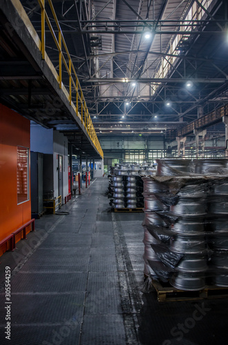 Production workshop with special equipment. Production of the alloy wheels