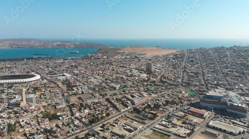 Coquimbo port city in Chile (aerial view, drone footage) photo