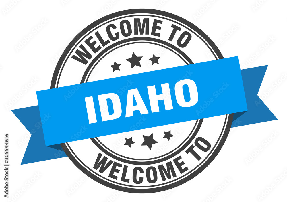 Idaho stamp. welcome to Idaho blue sign