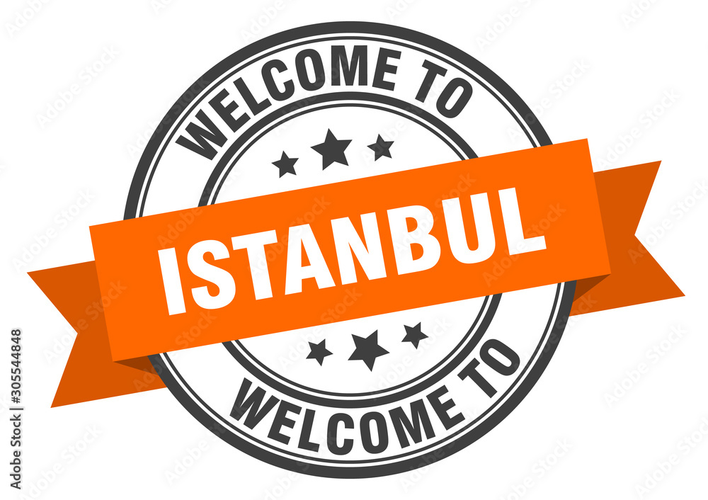 Fototapeta premium Istanbul stamp. welcome to Istanbul orange sign