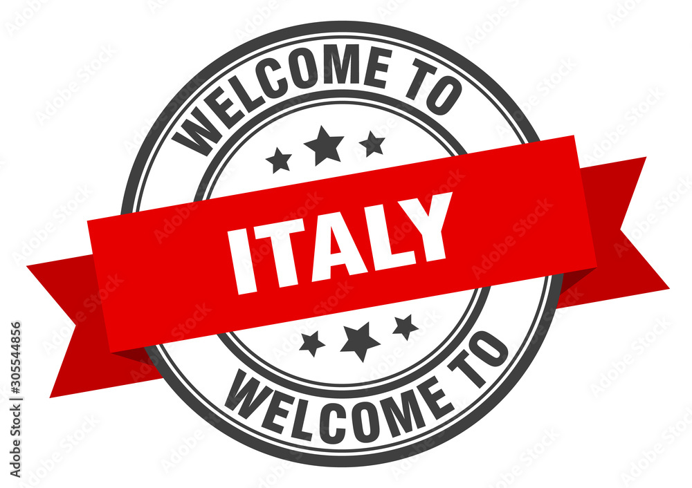 Obraz premium Italy stamp. welcome to Italy red sign